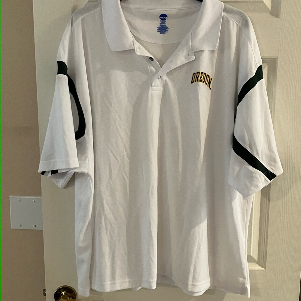 NCAA Oregon White and Green Men's Polo Shirt